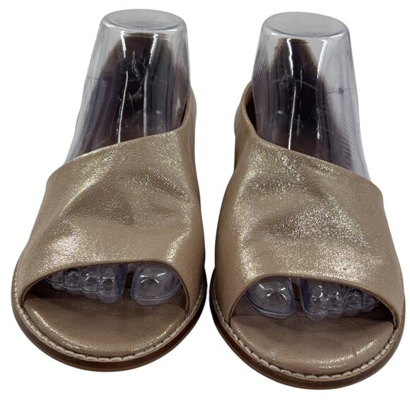 Anthropologie Champagne Gold Souvenier D'Orsay Open Toe Leather Flats - Picture 4 of 11